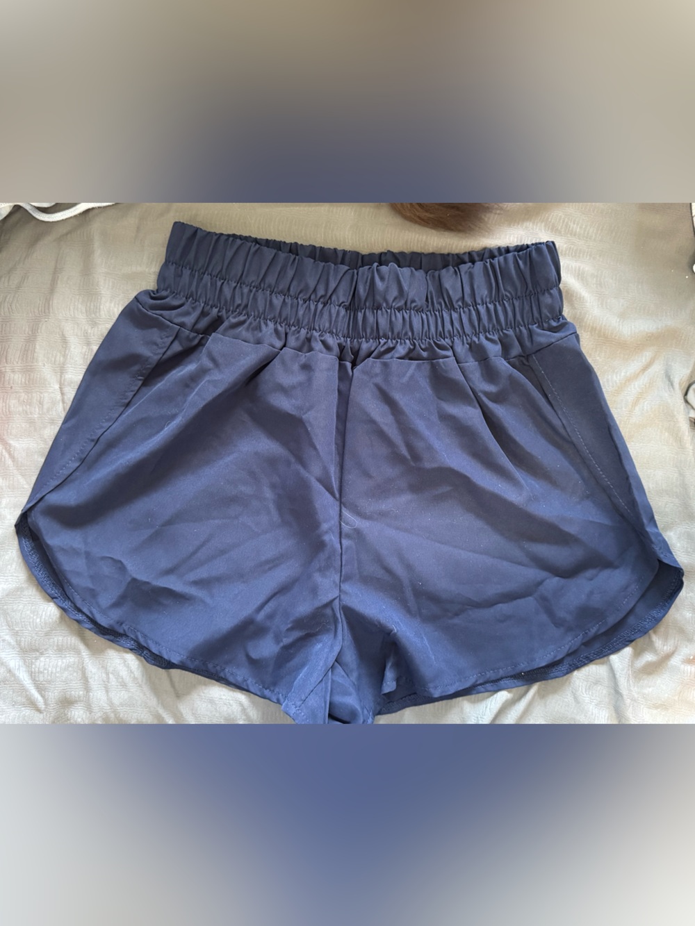 Navy Blue Elastic Hem Top